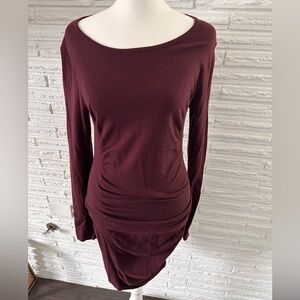 Express Deep Burgundy Long Sleeve Sweater Dress, Size M